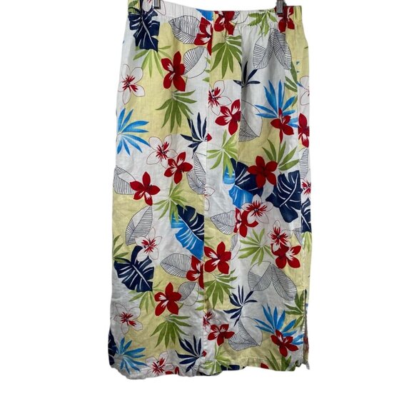 Hot Cotton Skirt Women's Linen Maxi Floral Tropical Multicolor Size 1X - Picture 2 of 9